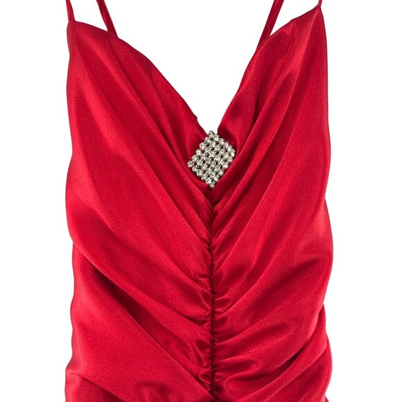 Jessica McClintock Gunne Sax Size 1 Satin Strappy‎ Back Formal Gown High Low - Picture 7 of 11